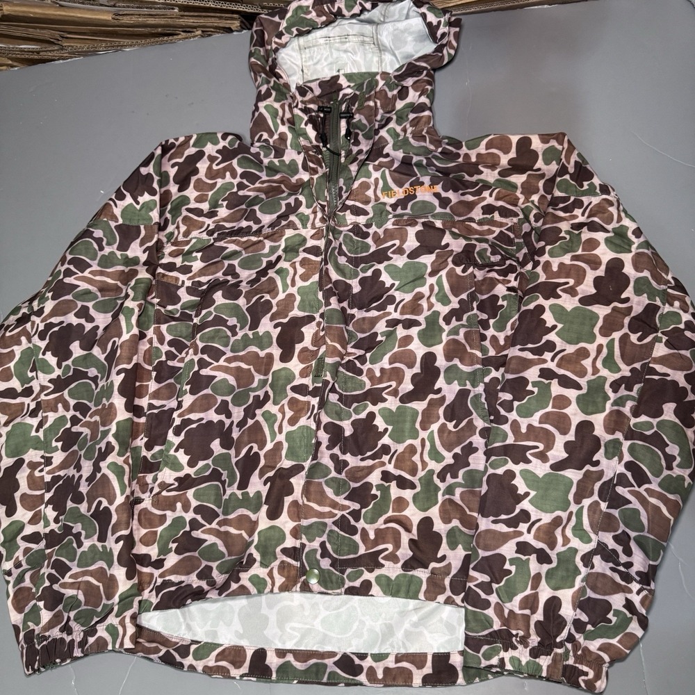 Fieldstone Rain Shell Jacket Mens S Small Duck Camouflage Camo AOP Full Zip